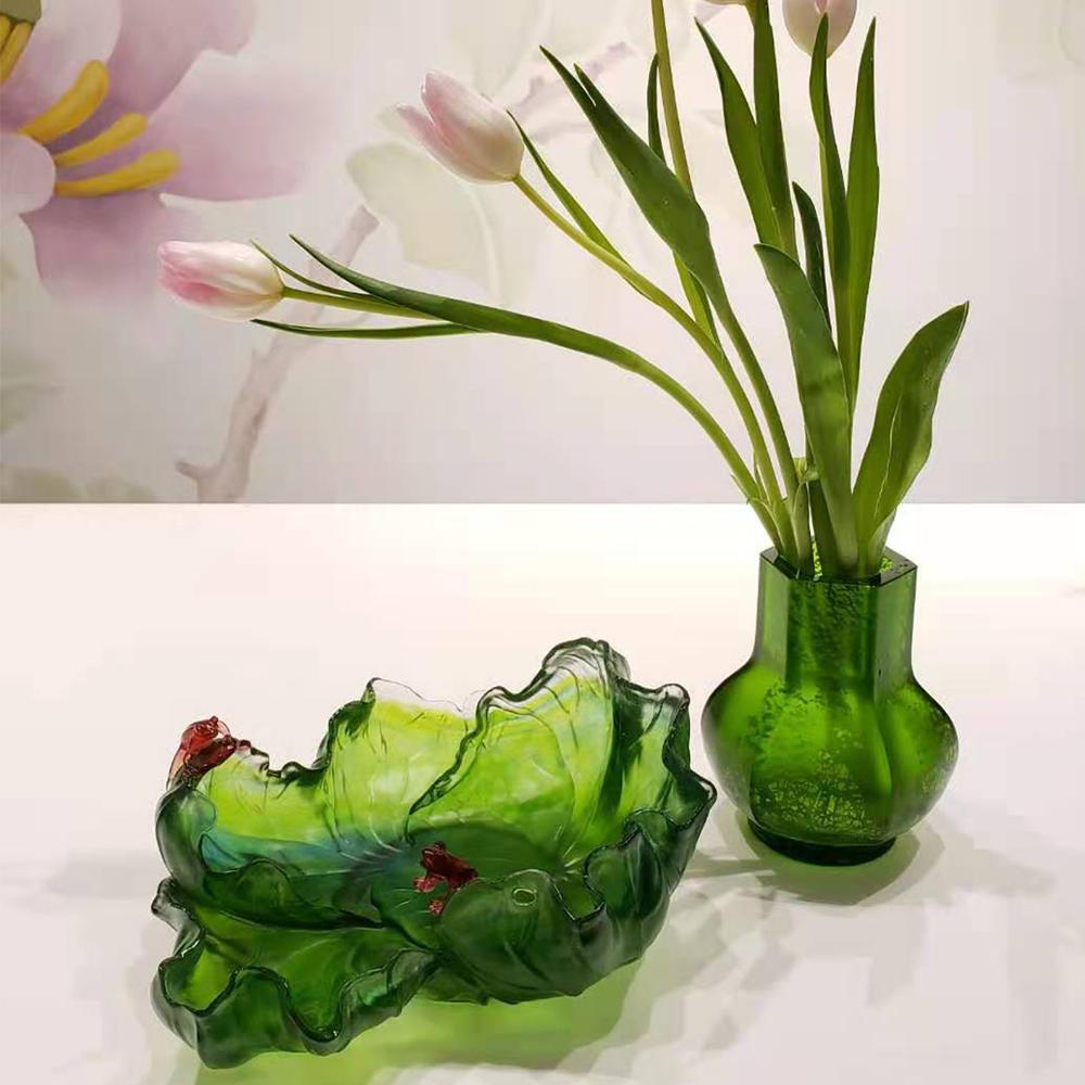Green Envy: Lotus Leaf Flower Figurine