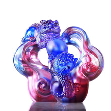 Foo Dog Crystal Art Statue, Chinese Guardian Lions, Felicitous Lions