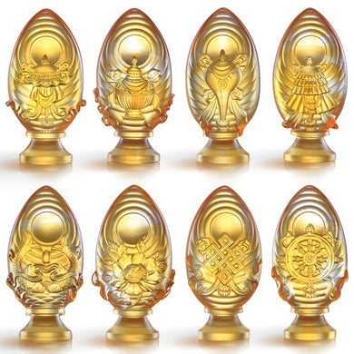 Crystal Feng Shui, Good Fortune & Wealth, Eight Auspicious Offerings, Implement Auspiciousness, The Rest Will Follow (Set of 8)