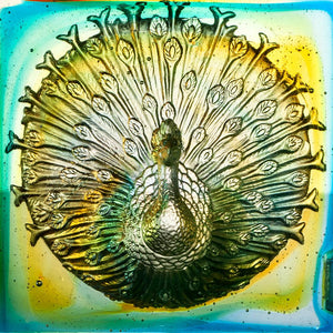 Crystal Paperweight, Peacock, A Radiant Heart