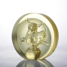 LIULI Year of the Ox Meaning Crystal Paperweight The Joyful Spirit of the Ox