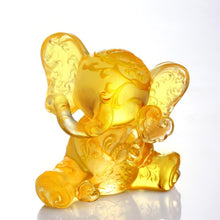 LIULI Crystal Elephant Sculpture, Lucky Little Elephant