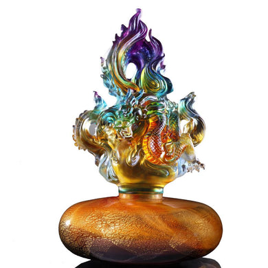 Crystal Treasure Vase, Feng Shui, Dragon of Fire Element, Fiery Illumination Baoping