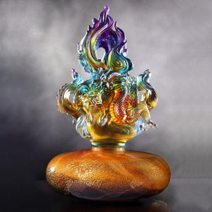 Crystal Treasure Vase, Feng Shui, Dragon of Fire Element, Fiery Illumination Baoping