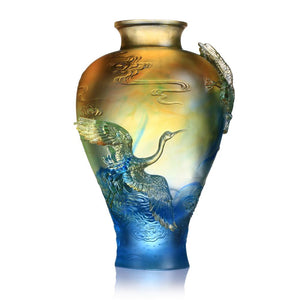 Crystal Floral Vase, Crane, Flight of Legacy