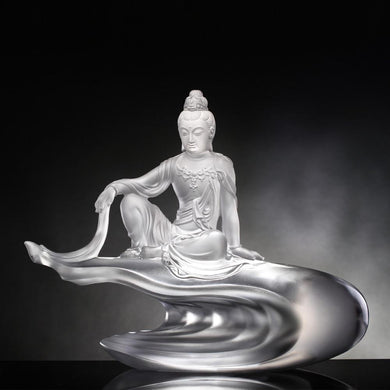 Crystal Buddha, Guanyin, Light Exists Because of Love-Heart of Guanyin