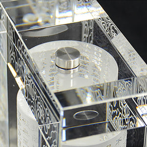 Chinese Crystal Prayer Wheel. Signature Liuli Crystal Fine Art