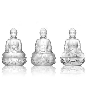 Crystal Buddha, Amitabha, Shakyamuni, Medicine, Present Mindfulness (Set of 3)