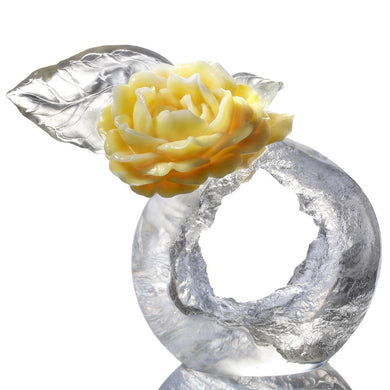 Collector Edition-Crystal Flower, Camellia, A Chinese Liuli Flower, Singular Elegance