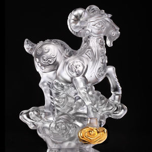 Crystal Sheep Figurine (Favorable) - "Traipsing Across Clouds" (Gold Leaf Edition)