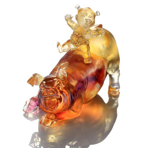 Crystal Animal, Baby Doll Riding Pig, Happy Together
