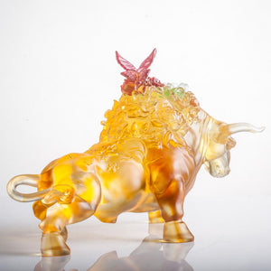 LIULI Crystal Art Year of the Ox Sign Step into Prosperity