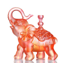 LIULI Crystal Elephant Raising Trunk Sculpture, The Auspicious Elephant