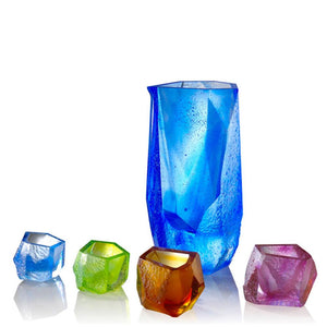 Crystal Sake Glass and Jar, Our Secret, Set of 5